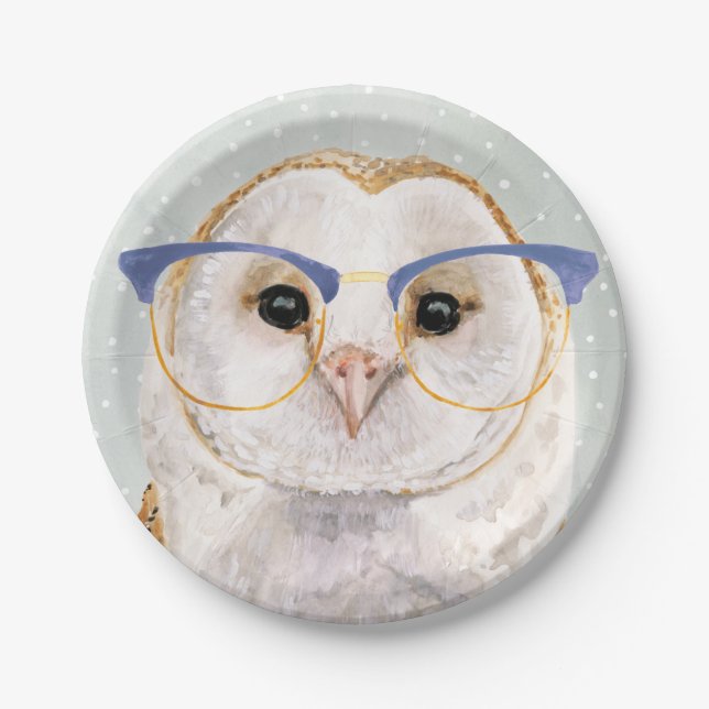 Four-Eyed Forester | Wise Owl Paper Plate (Front)
