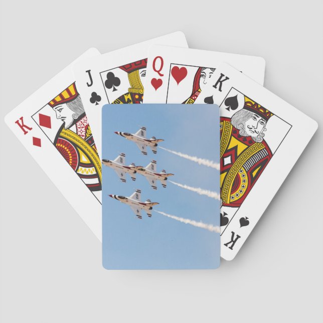 Four F-16 Thunderbirds fly in close formation Playing Cards (Back)