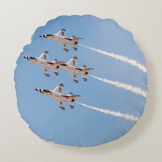 Four F-16 Thunderbirds fly in close formation Round Cushion (Front)