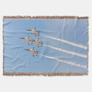 Four F-16 Thunderbirds fly in close formation Throw Blanket