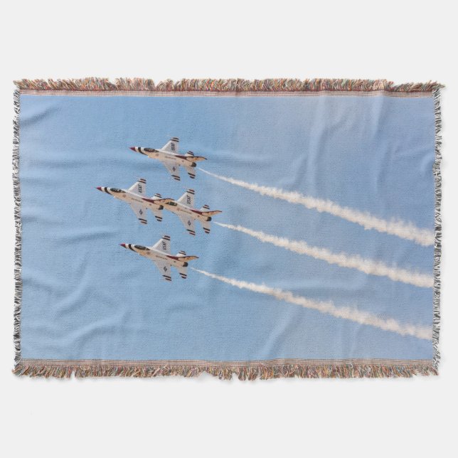 Four F-16 Thunderbirds fly in close formation Throw Blanket (Front)