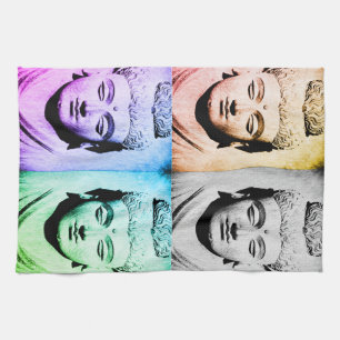 Four Faces of Ancient Buddha & Shakyamuni colours Tea Towel
