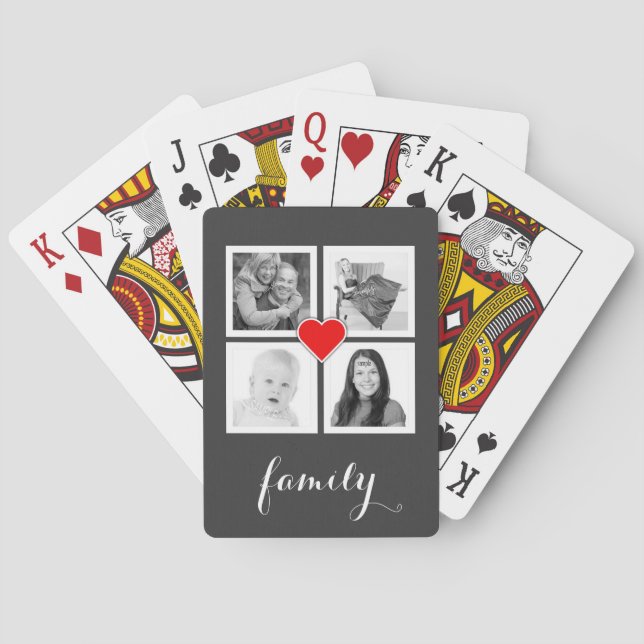 Four Family Photos Classic Playing Cards (Back)