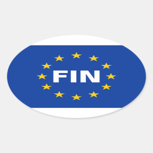 FOUR Finland "FIN" European Union Flag Oval Sticker