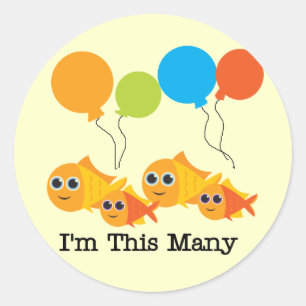 Four  Fish I'm This Many Tshirts and Gifts Classic Round Sticker