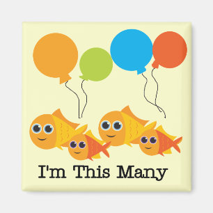 Four  Fish I'm This Many Tshirts and Gifts Magnet