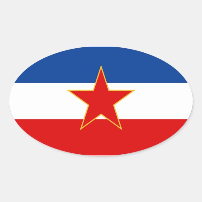 FOUR Flag of Yugoslavia (1945-1992) Oval Sticker (Front)