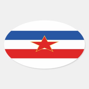 FOUR Flag of Yugoslavia (1945-1992) Oval Sticker