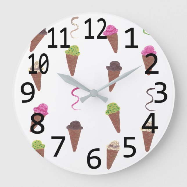 Four Flavours of Ice Cream on Cones, Clocks (Front)