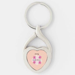 Four floral pink flowers key ring