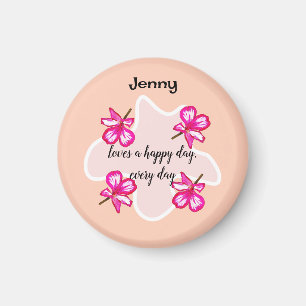 Four floral pink flowers  magnet