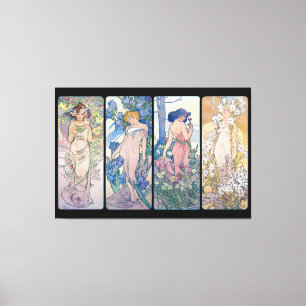 Four Flowers, Alphonse Mucha Canvas Print