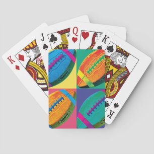 Four Footballs in Different Colors Playing Cards