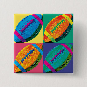 Four Footballs in Different Colours 15 Cm Square Badge