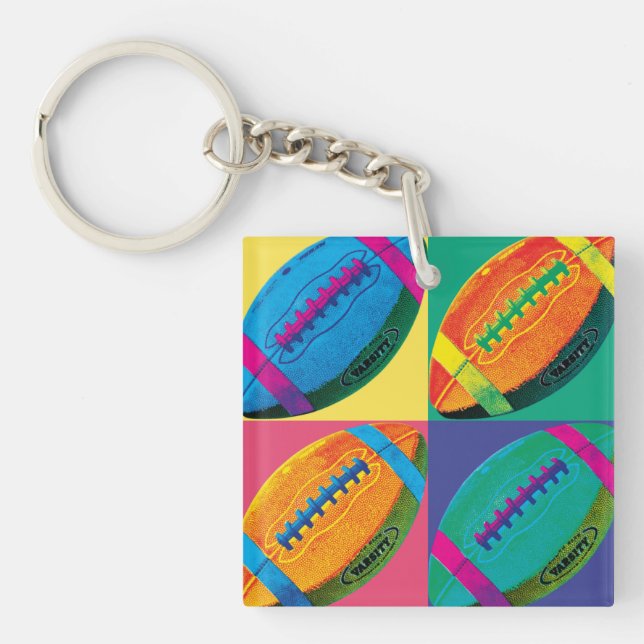 Four Footballs in Different Colours Key Ring (Front)