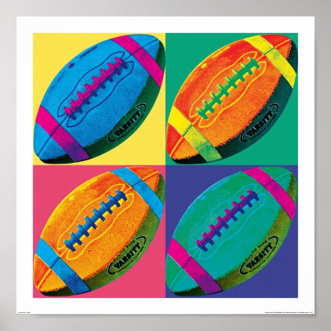 Four Footballs in Different Colours Poster (Front)