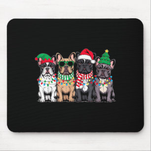 Four French Bulldog Dogs Christmas Funny Santa Rei Mouse Mat