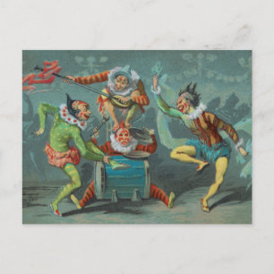 Four French Clowns Postcard