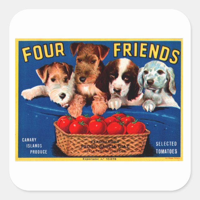 Four Friends Square Sticker (Front)
