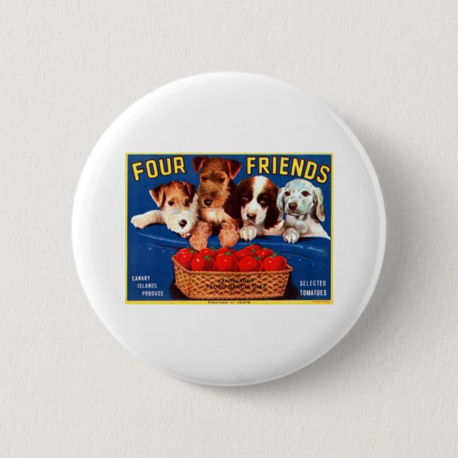 Four Friends Tomtatoes 6 Cm Round Badge (Front)