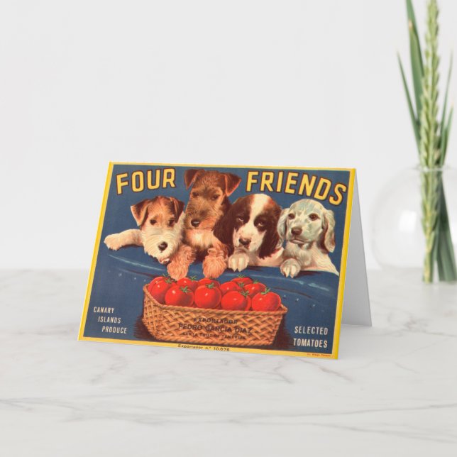Four Friends Vintage Tomato Crate Label Card (Front)