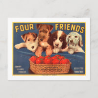 Four Friends Vintage Tomato Crate Label Dogs