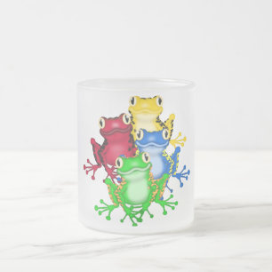 Four Frogs Tshirts and Gifts Frosted Glass Coffee Mug