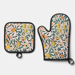 Four Fruit Pattern, William Morris Oven Mitt & Pot Holder Set