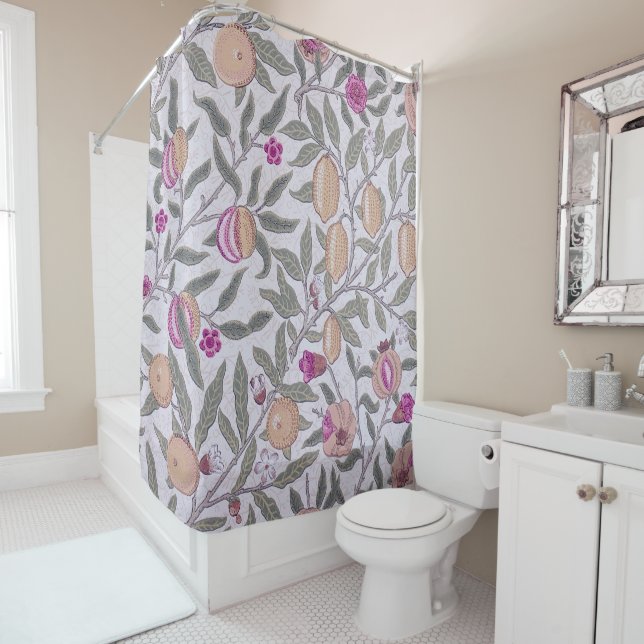Four Fruit, William Morris Shower Curtain (In Situ)
