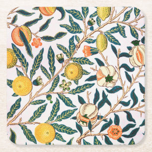 Four Fruit, William Morris Square Paper Coaster