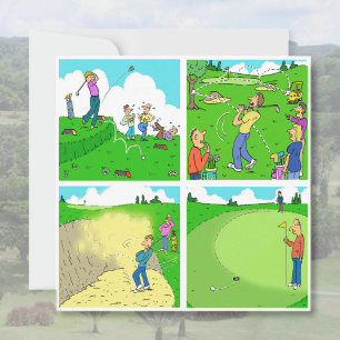 Four Funny Golfer Cartoons