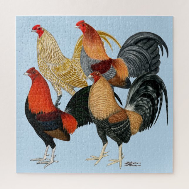 Four Gamecocks Jigsaw Puzzle (Vertical)