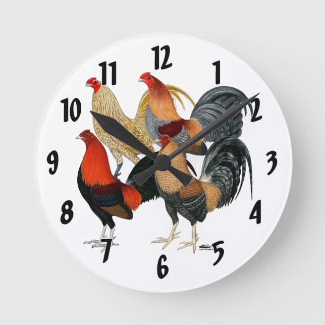 Four Gamecocks Round Clock (Front)