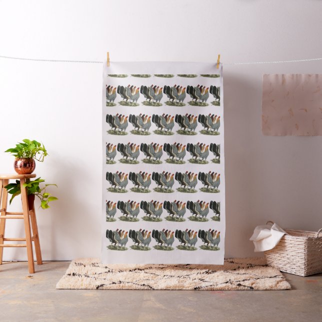 Four Gamefowl Hens Fabric (In Situ)