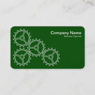 Four Gears II - White on Dark Green - Grey Back Business Card