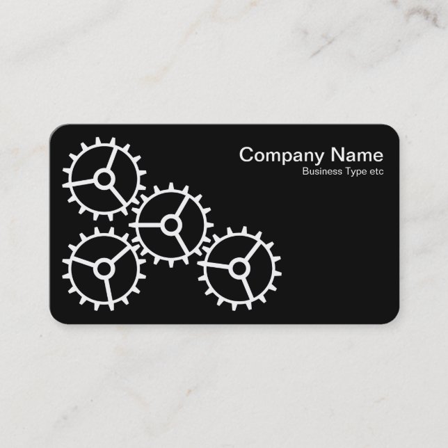 Four Gears III - White on Black - Grey Back Business Card (Front)