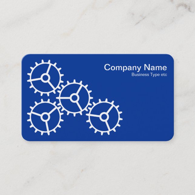 Four Gears III - White on Navy Blue - Grey Back Business Card (Front)