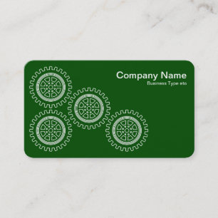 Four Gears - White on Dark Green - Grey Back Business Card