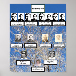 Four Generation Leafless Tree Family Tree Photos Poster
