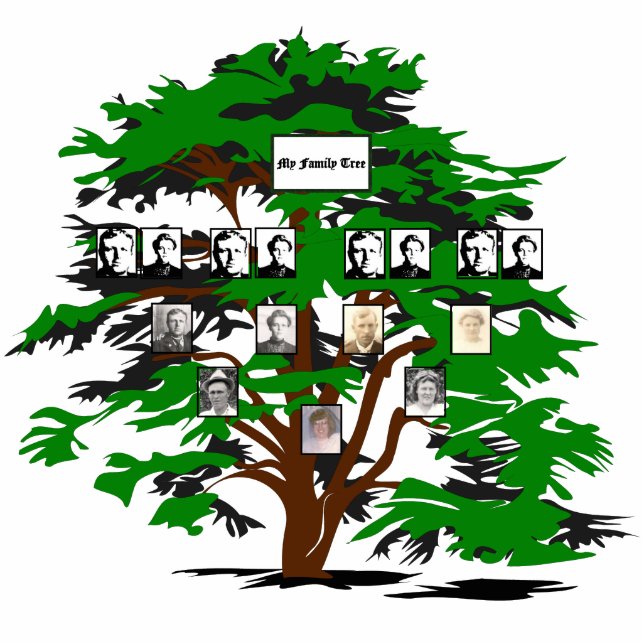 Four-Generation Photo Digital Green Family Tree Standing Photo Sculpture (Front)