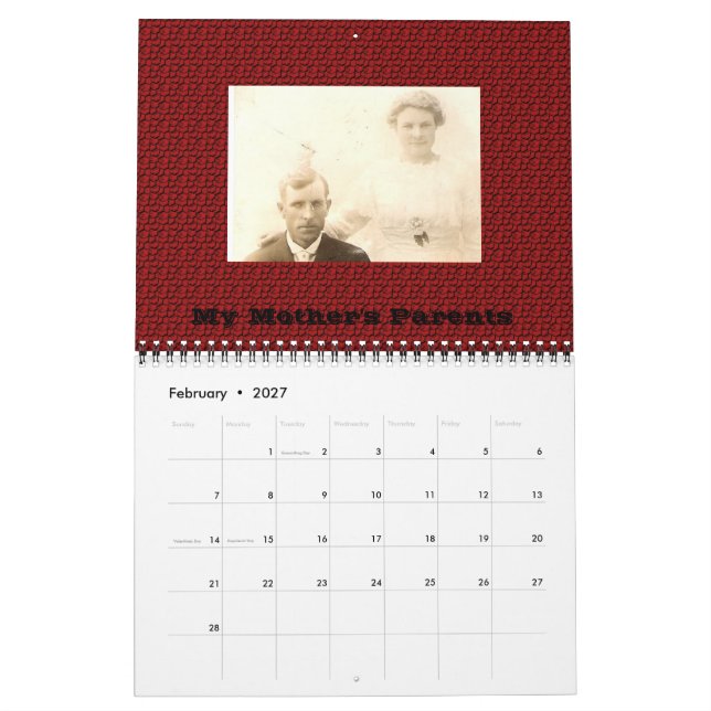 Four Generation Photo Family Tree Calendar (Feb 2027)