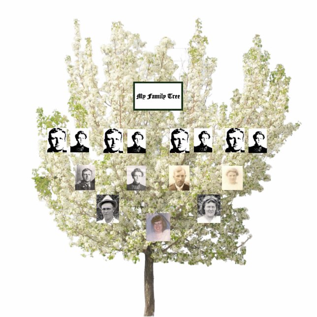 Four-Generation Springtime Blossoming Family Tree Standing Photo Sculpture (Front)