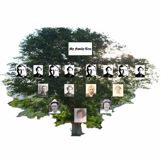 Four-Generation Summer Elm Family Tree Standing Photo Sculpture (Front)