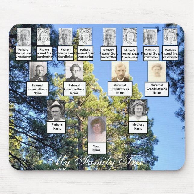 Four Generation Tall Pine Trees Family Tree Photos Mouse Mat (Front)