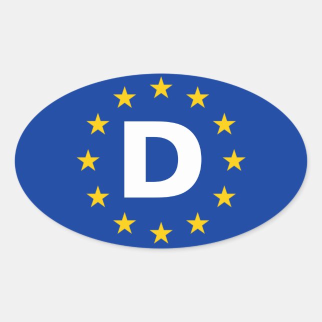 FOUR Germany "D" European Union Flag Oval Sticker (Front)