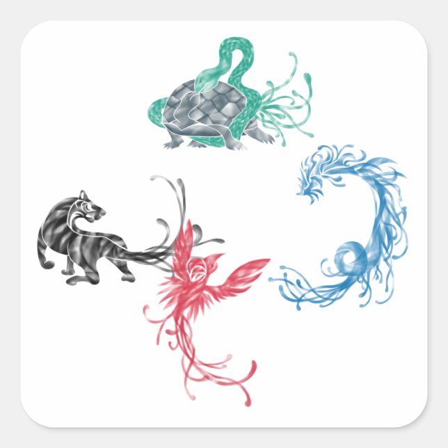 Four Gods Square Sticker (Front)