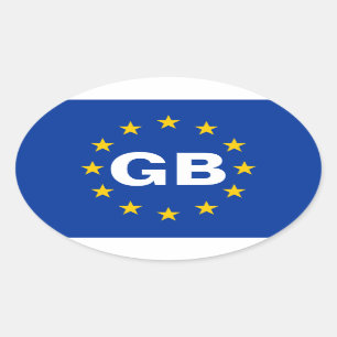 FOUR Great Britain "GB" European Union Flag Oval Sticker
