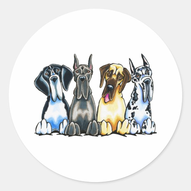 Four Great Danes Classic Round Sticker (Front)