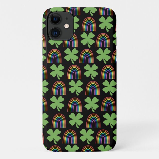 Four Green Leaf Clovers with Rainbows Pattern Case-Mate iPhone Case (Back)