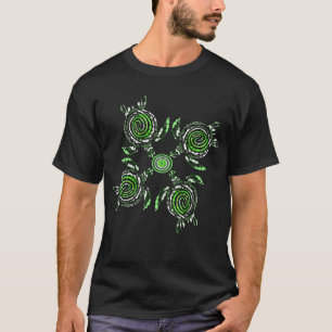 Four Green Turtles Dot Art, Mens Tshirt